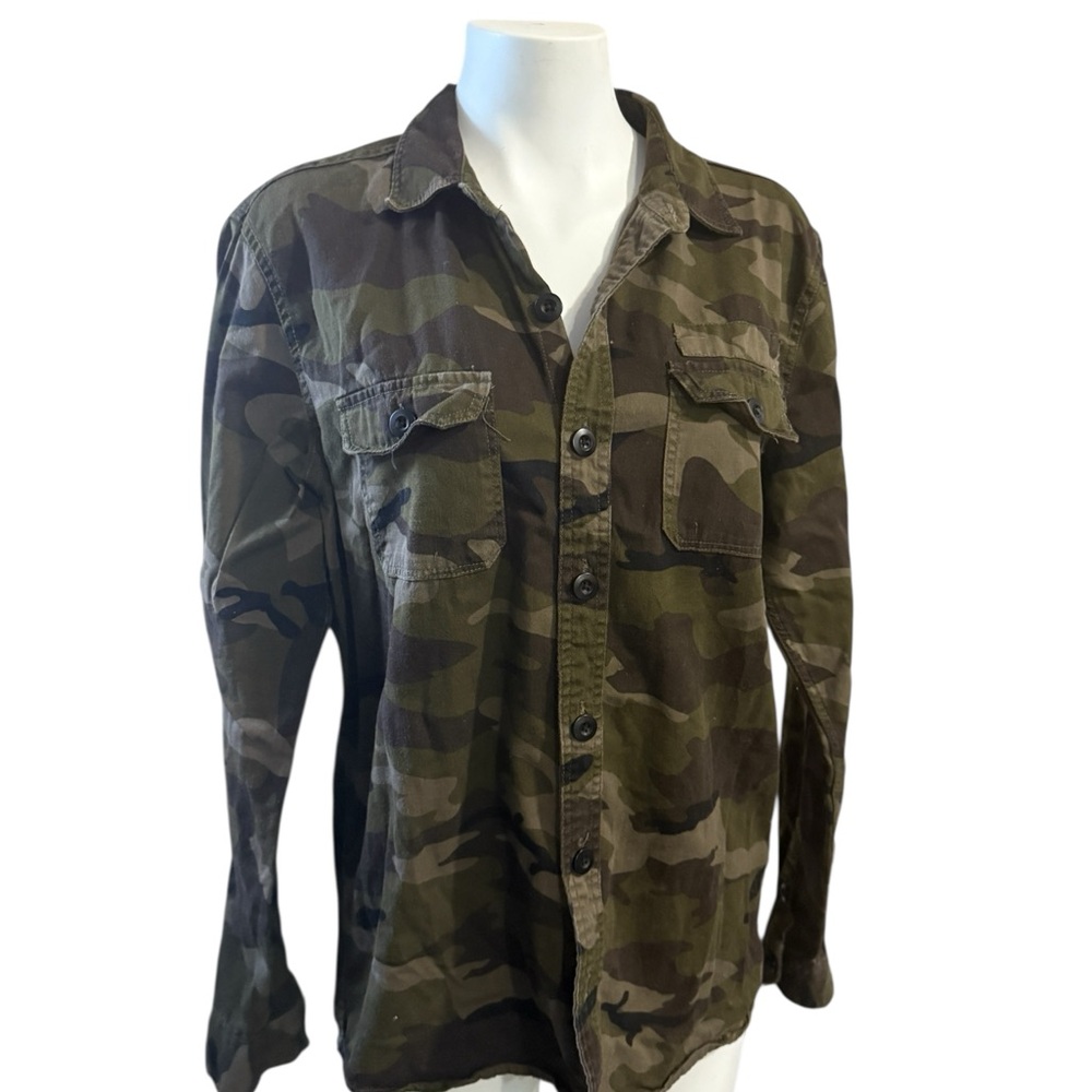 Bluenotes Camouflage Button front Shirt/Shacket, cotton, Size Large - Picture 2 of 7